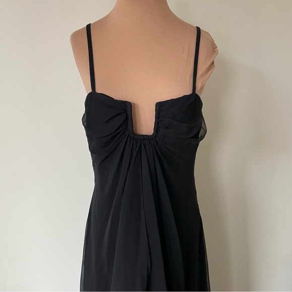 ESTEVEZ Square Neckline Sleeveless Black Chiffon Maxi Gown Long Dress Size 8 - Picture 8 of 10